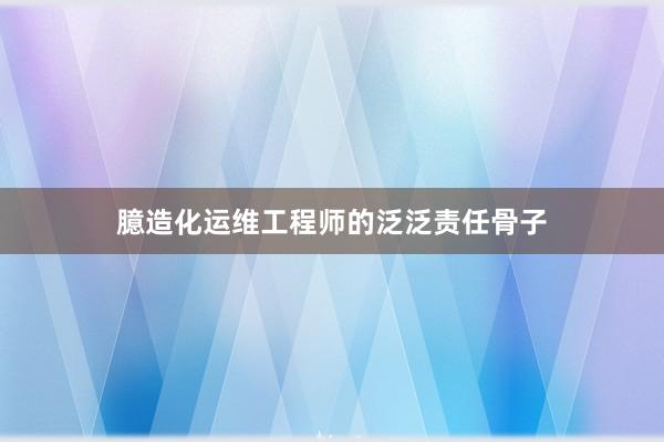 臆造化运维工程师的泛泛责任骨子